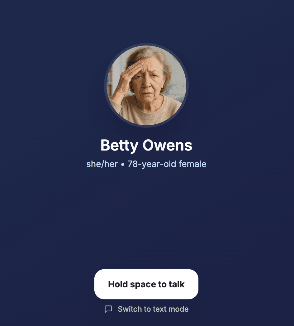 AI-simulated patient voice interaction screen